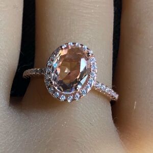 Morganite Rose Gold over Sterling Ring